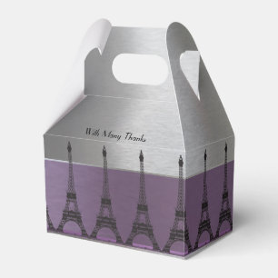 Silver Purple Metallic Paris Eiffel Personalised Favour Box