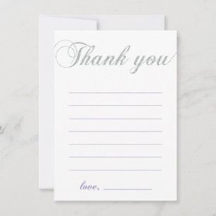 Silver & Purple   Modern Girl Party Thank You Note