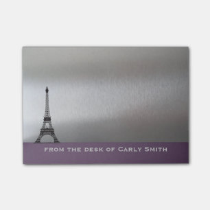 Silver Purple Paris Eiffel Tower Personalised Post-it Notes