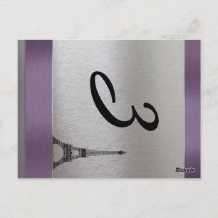 Silver Purple Paris Eiffel Tower Table Number Postcard