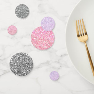 Silver Purple & Pink Glitter Sparkle Confetti