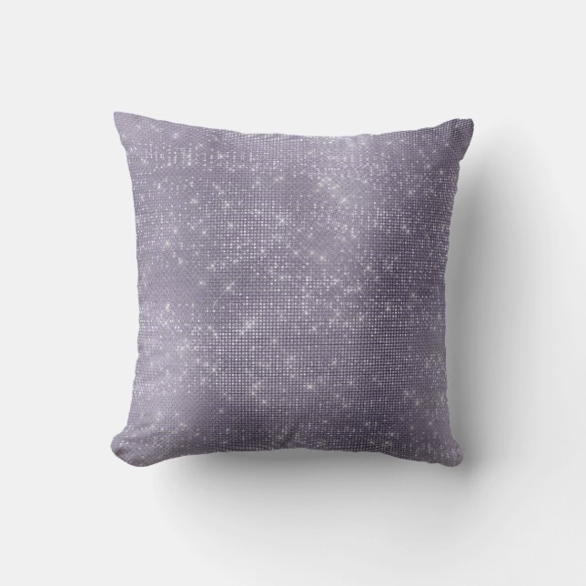 Silver Purple Plum Minimal Sparkly Gray Metallic Cushion (Front)