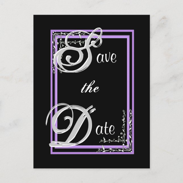 SILVER &PURPLE Save the Date Postcard (Front)