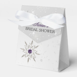 silver purple snowflakes bridal shower favour box