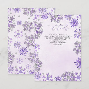 Silver Purple Snowflakes Winter Christmas Wedding Enclosure Card