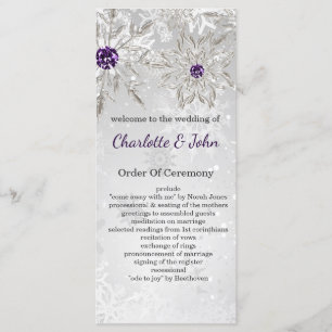 silver purple snowflakes winter wedding programs programme