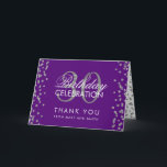 Silver Purple Thank you 30th Birthday Confetti Card<br><div class="desc">Elegant 30th Birthday Party Silver Faux Glitter Confetti Purple template. Easy to use and easy to personalise. Order Today!</div>