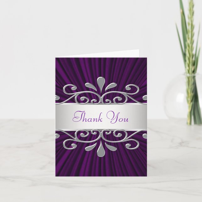 Silver Purple Velvet Purple Thank You Cards (Front)