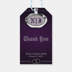 Silver & Purple Vintage Gothic Halloween Wedding Gift Tags