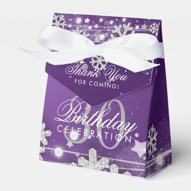 Silver Purple Winter 30th Birthday Thank You Favour Box (Front Side)