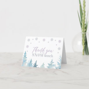 Silver & Purple Winter Birthday Photo Thank You