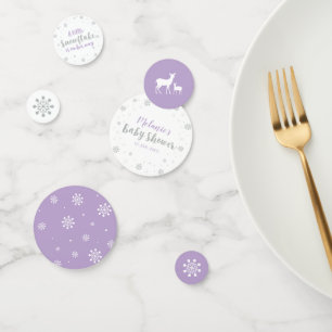 Silver & Purple Winter Snowflake Girl Baby Shower Confetti