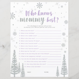 Silver & Purple Winter Wonderland Baby Shower Game