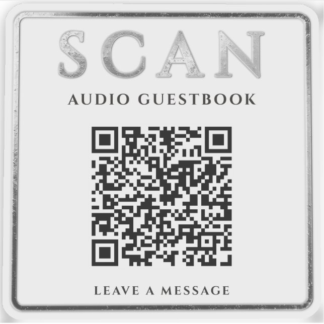 Silver QR Code Audio Guestbook Instructions LABEL  (Front)
