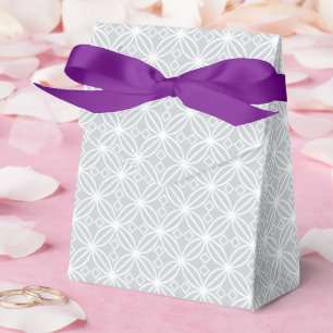 Silver Quad Flower Pattern All Occasion Purple Favour Box