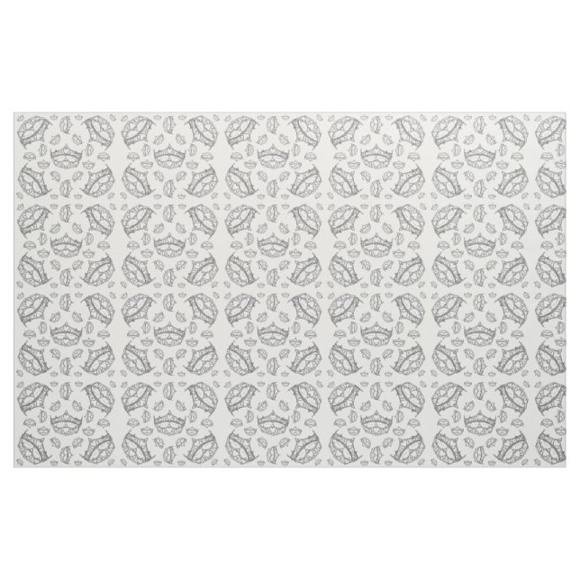 Silver Queen of Hearts crown tiara fabric (Yard)