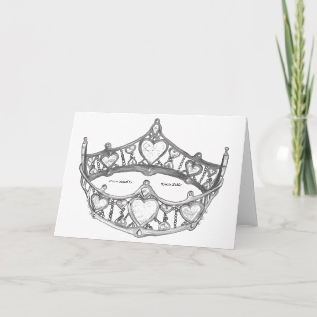 Silver Queen of Hearts crown tiara greeting card (Front)