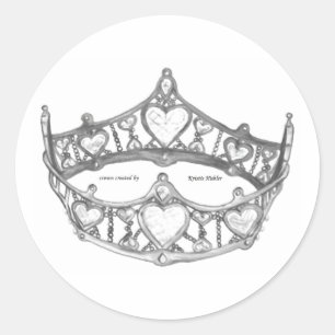 Silver Queen of Hearts crown tiara stickers