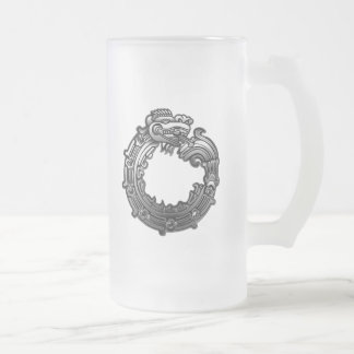 Silver Quetzalcoatl Frosted Glass Beer Mug