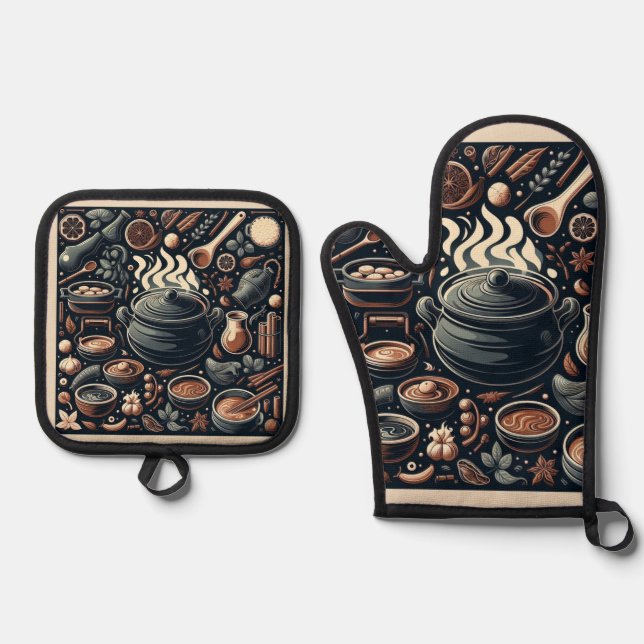 Silver Quilted Heat Protection Oven Mitt  & Pot Holder Set (Front)