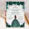 Silver Quinceañera Emerald Green Floral Princess 