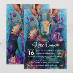 Silver Rabbit Colourful Animal Lover Design Invitation