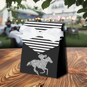 Silver Racehorse Black White Stripes Favour Box