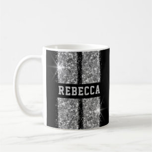 Silver Racing Stripe Personalised Name Coffee Mug