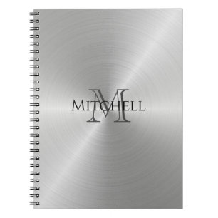 Silver Radial Metallic Monogram Notebook