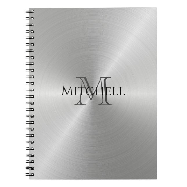 Silver Radial Metallic Monogram Notebook (Front)