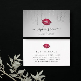 Silver Rain Makeup Artist Lips Business Card