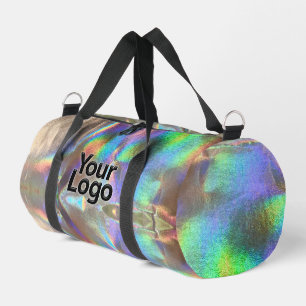 Silver Rainbow Holographic Luxury Business Logo  Duffle Bag