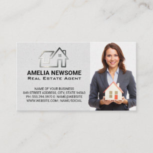 Silver Real Estate Logo   Realtor Business Woman Card