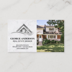 Silver Real Estate Logo   Residential Front Yard Business Card