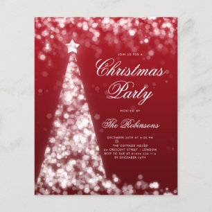 Silver Red Christmas Tree Invite Program Menu
