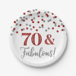 Silver Red Confetti 70 and Fabulous Paper Plate