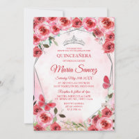 Silver Red Flower Spanish Girl Sweet 16th Birthday