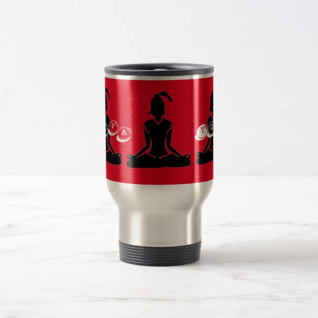 Silver & Red 'Java Yoga' Travel Mug (Center)
