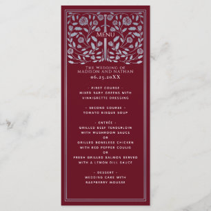 Silver Red Royal Mediaeval Sword Wedding Menu