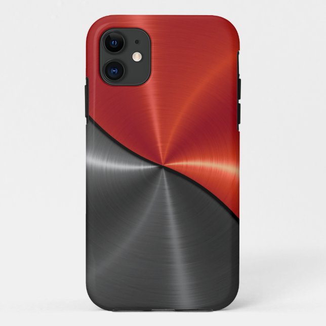 Silver Red Shiny Steel Metal 3 Case-Mate iPhone Case (Back)