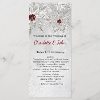 silver red snowflakes winter wedding programs programme