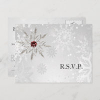 silver red snowflakes winter wedding rsvp invitati