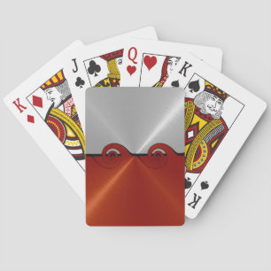 Silver Red Stainless Metallic Cut Out Pattern 2 Playing Cards