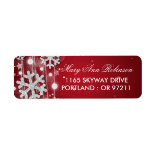 Silver Red Winter Birthday Return Address