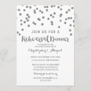 Silver Rehearsal Dinner Party Invitation