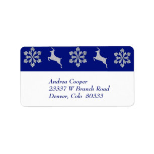 Silver Reindeer Snowflake Border Label