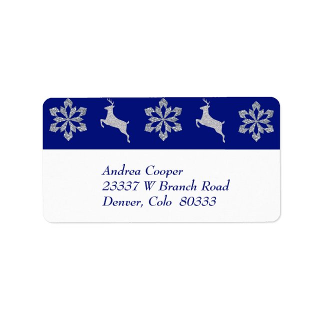 Silver Reindeer Snowflake Border Label (Front)