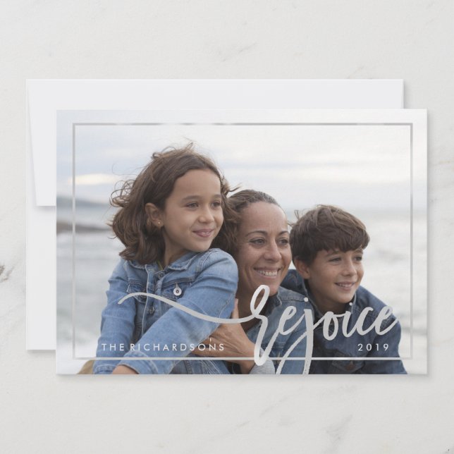 Silver Rejoice | Modern Typography with your Photo (Front)
