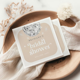 Silver Retro Disco Groovy Bridal Shower  Napkin