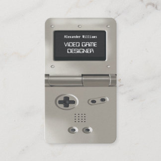 Silver Retro Style Gaming Console Game Designer Business Card